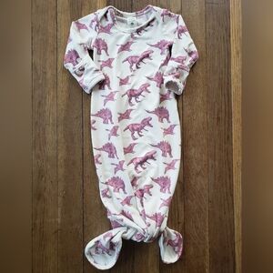 Kate Quinn Pink Dinosaur 0-3 mo Bamboo Blend Gown Infant Layette